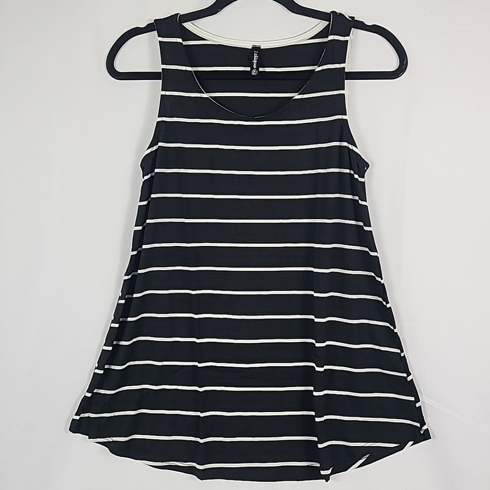 NEW 1Clique Women's Marina Black & White Striped Super Soft Tank Top Size XS